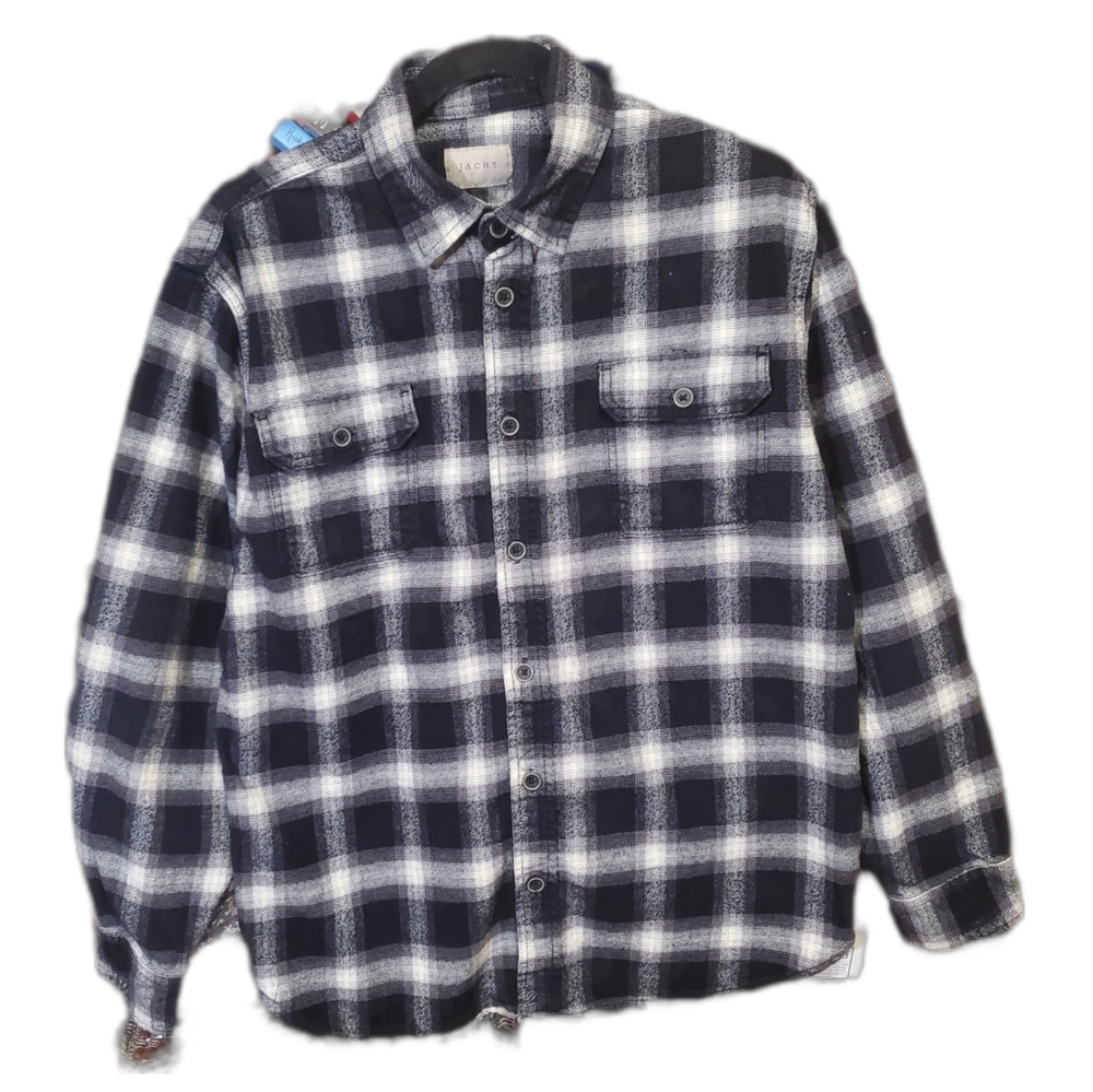 JACHS black and white cotton flannel large L